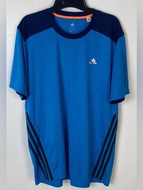 ADIDAS -  BLUE PERFORMANCE TRAINING T-SHIRT WITH CLIMACOOL TECHNOLOGY